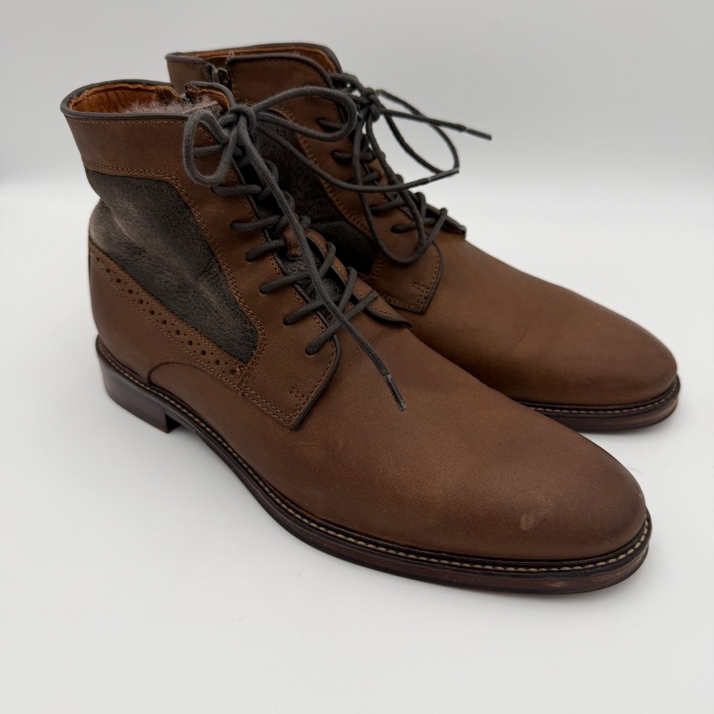 Johnston & Murphy shearling oil boots brown leather shoes mens 8M EU 20 luxury